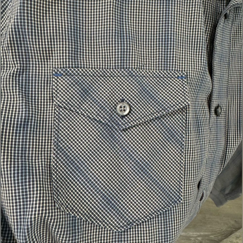 Banana Republic Western Cowboy Long Sleeve button-down Shirt Blue Grey Large - Picture 4 of 5